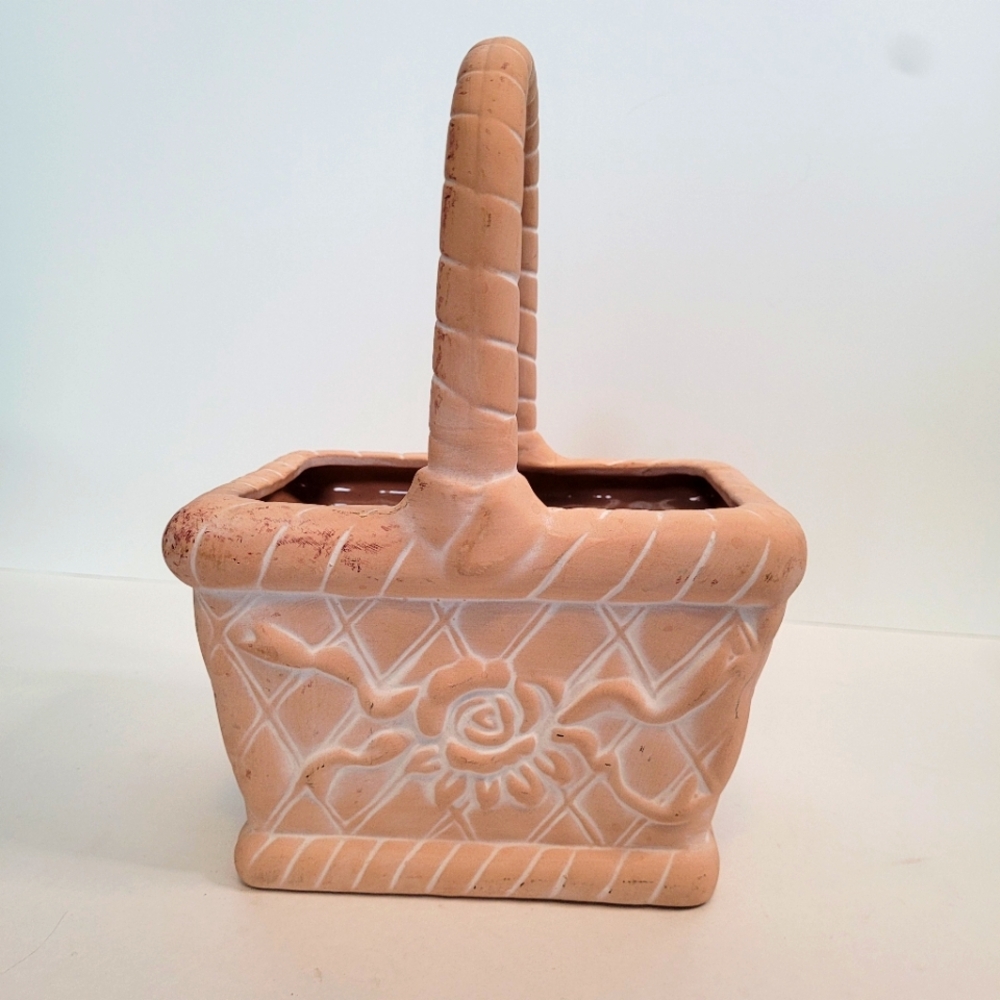 Vintage Terra Cotta Basket Garden Planter